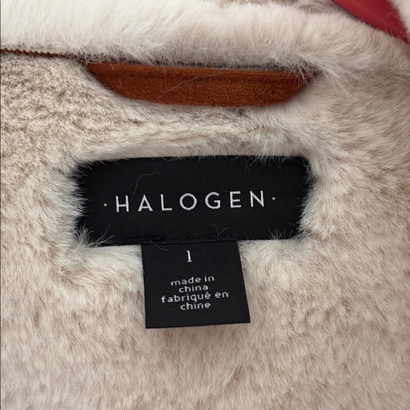 Halogen Brown and White Teddy Jacket with Wide Collar - Picture 2 of 3